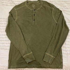 green garment dyed henley by j crew